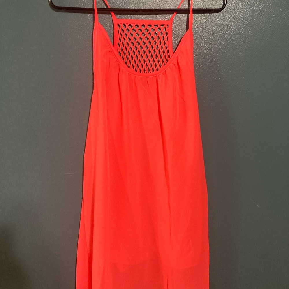 Vibrant Coral Sleeveless Dress